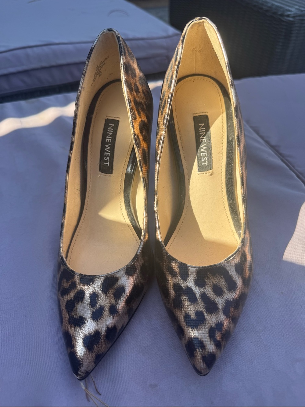 Nine West Leopard Print Pointed Toe Pumps - Brown/Black